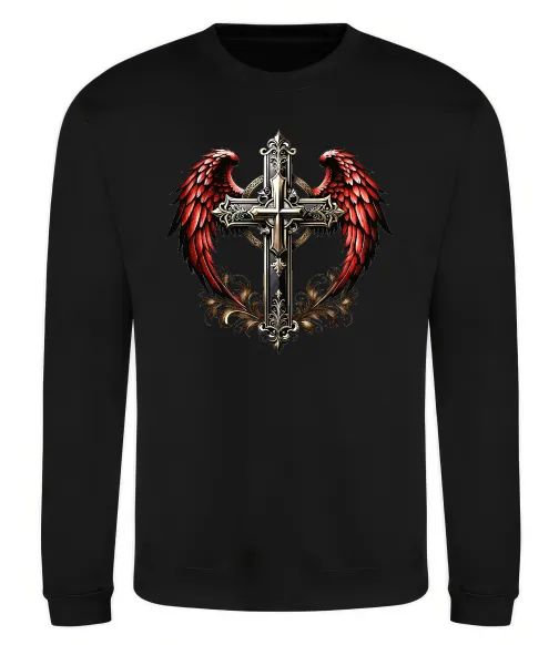 Свитшот Хрест з крилами Черный фото