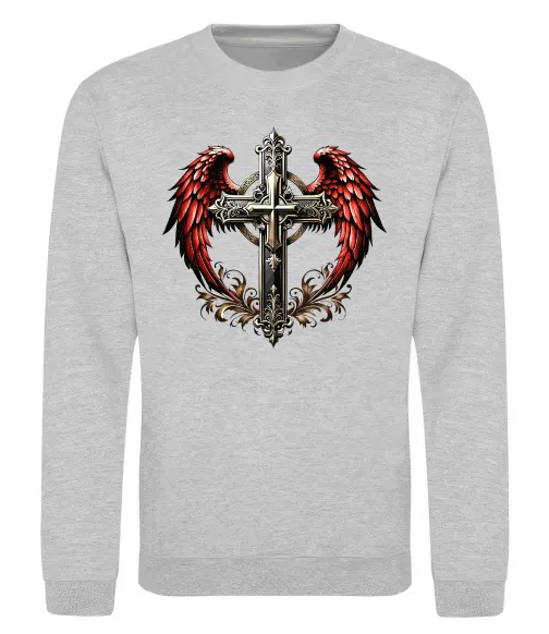 Свитшот Хрест з крилами Серый меланж фото