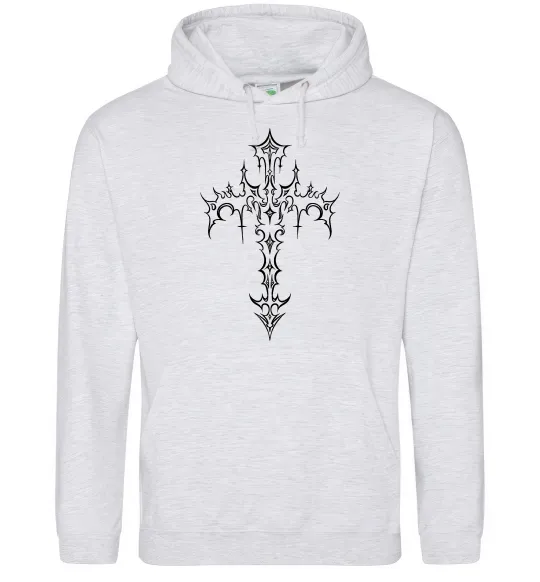 Женская толстовка (худи) Gothic cross Серый меланж фото