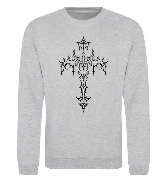 Свитшот Gothic cross Серый меланж фото