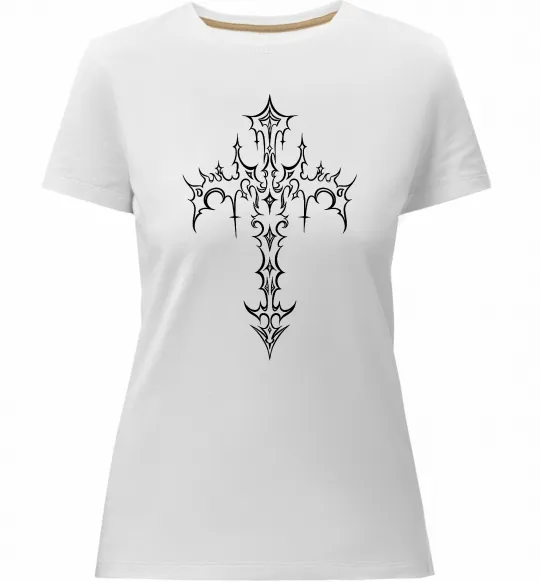 Женская премиум футболка Gothic cross Белый фото
