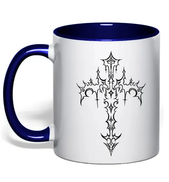 Чашка с цветной ручкой Gothic cross Глубокий темно-синий фото