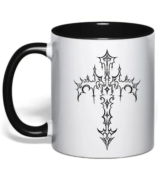 Чашка с цветной ручкой Gothic cross Черный фото