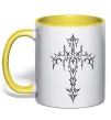 Чашка с цветной ручкой Gothic cross Лимонный фото