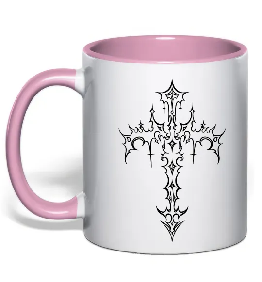 Чашка с цветной ручкой Gothic cross Нежно розовый фото