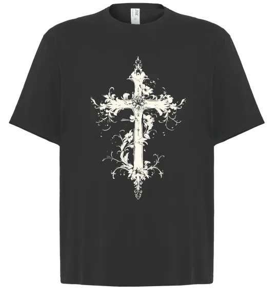 Футболка Оверсайз Квітучий Хрест Черный фото
