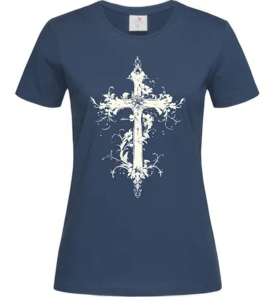 Женская футболка Квітучий Хрест Темно-синий фото