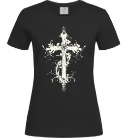 Жіноча футболка Квітучий Хрест Чорний фото