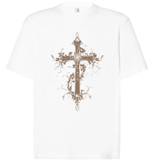 Футболка Оверсайз Квітучий Хрест Белый фото