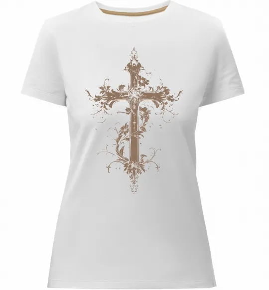 Женская премиум футболка Квітучий Хрест Белый фото