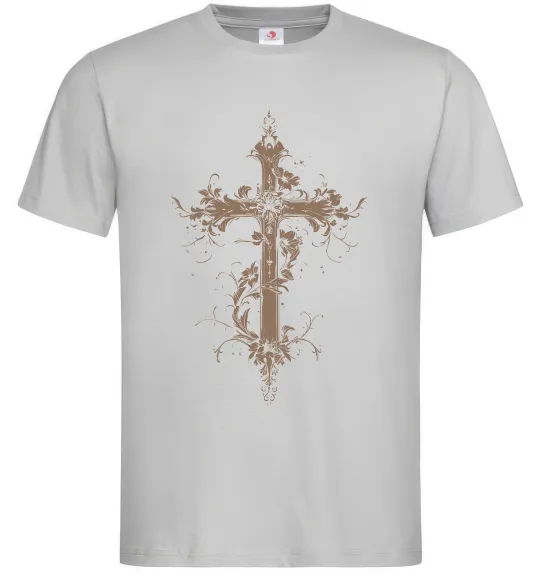 Мужская футболка Квітучий Хрест Серый фото