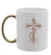 Чашка з кольоровою ручкою Квітучий Хрест Золото фото