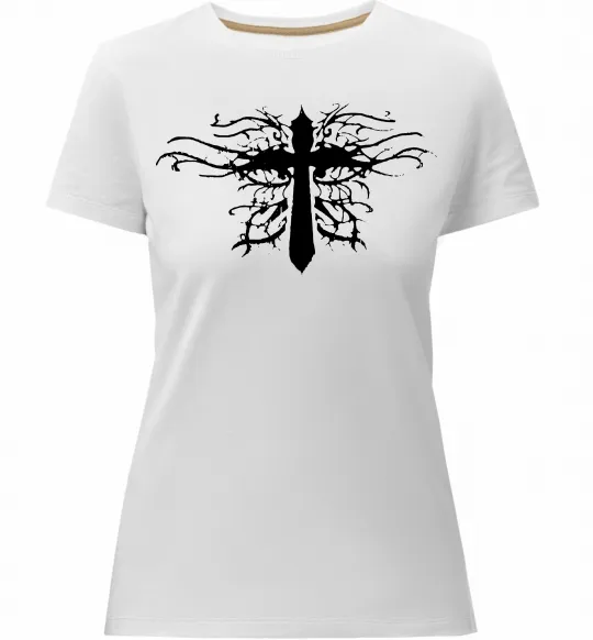 Женская премиум футболка Хрест арт Белый фото