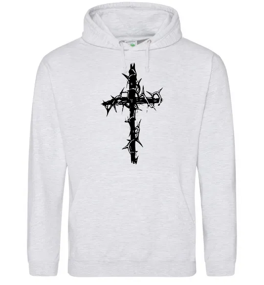Мужская толстовка (худи) Хрест у тернах Серый меланж фото