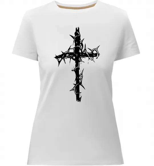 Женская премиум футболка Хрест у тернах Белый фото