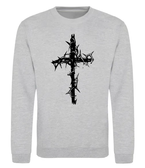 Світшот Хрест у тернах Сірий меланж фото