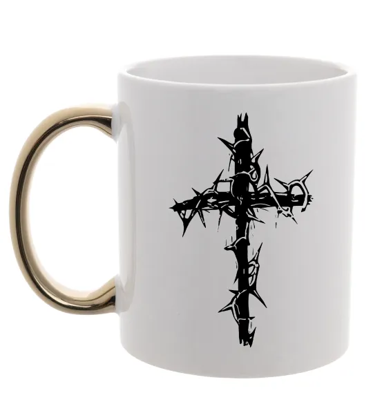 Чашка с цветной ручкой Хрест у тернах Золото фото