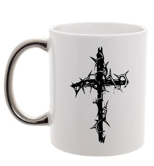 Чашка с цветной ручкой Хрест у тернах Серебро фото