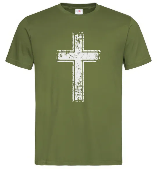 Чоловіча футболка Вінтажний хрест Оливковий фото
