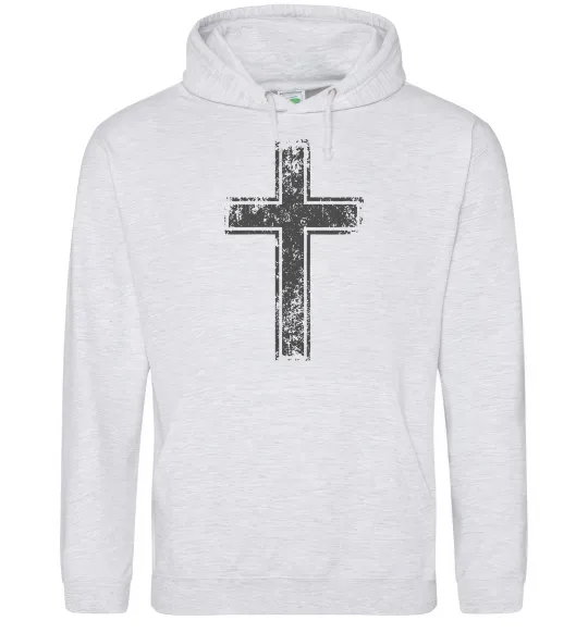 Мужская толстовка (худи) Вінтажний хрест Серый меланж фото