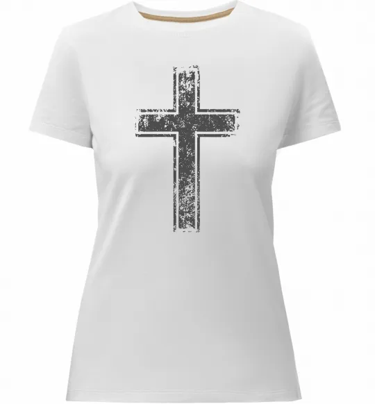 Жіноча преміум футболка Вінтажний хрест Білий фото