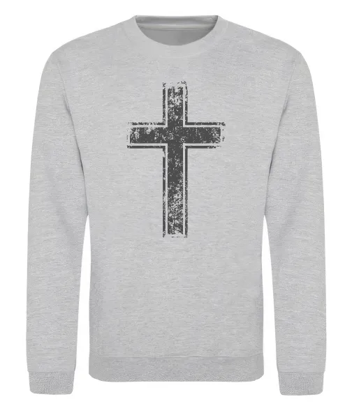 Свитшот Вінтажний хрест Серый меланж фото