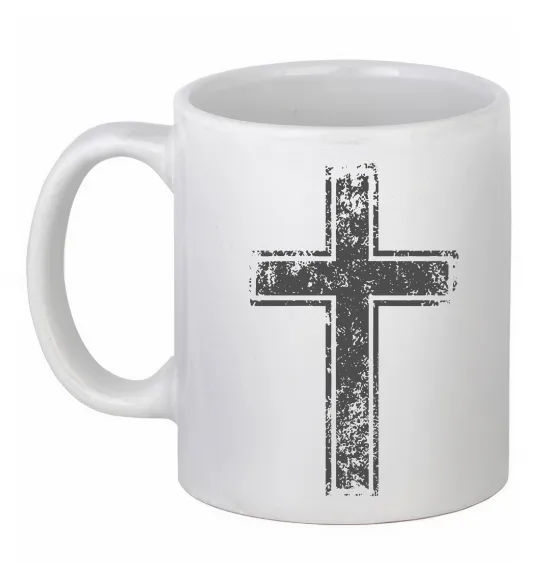 Чашка керамічна Вінтажний хрест Білий фото