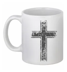 Чашка керамічна Вінтажний хрест Білий фото