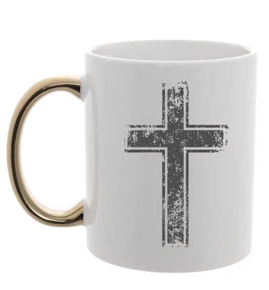 Чашка с цветной ручкой Вінтажний хрест Золото фото