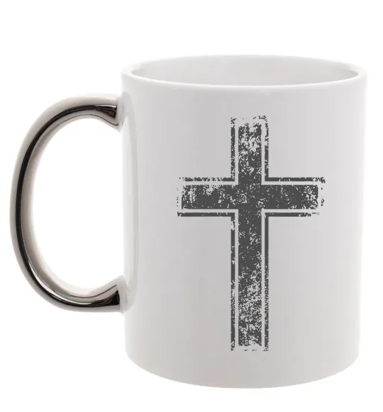 Чашка с цветной ручкой Вінтажний хрест Серебро фото