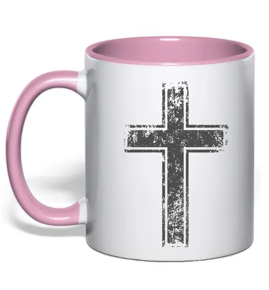 Чашка с цветной ручкой Вінтажний хрест Нежно розовый фото