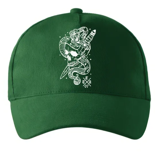 Кепка Череп зі змією Темно-зелений фото