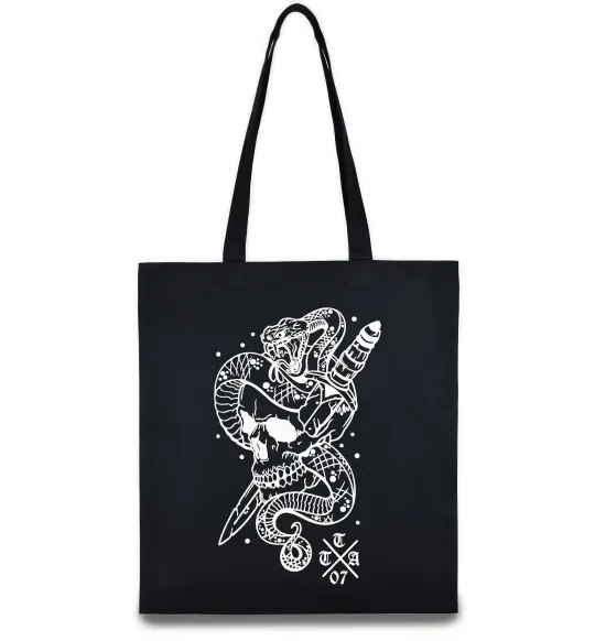 Еко-сумка Череп зі змією Чорний фото