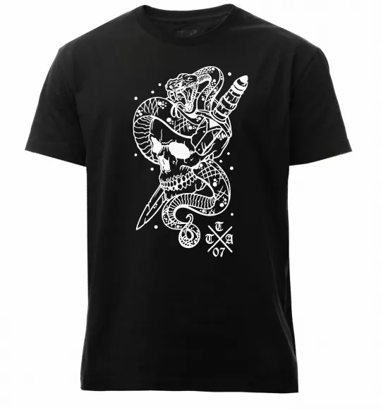 Чоловіча преміум футболка Череп зі змією Чорний фото