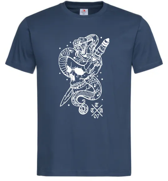 Чоловіча футболка Череп зі змією Темно-синій фото