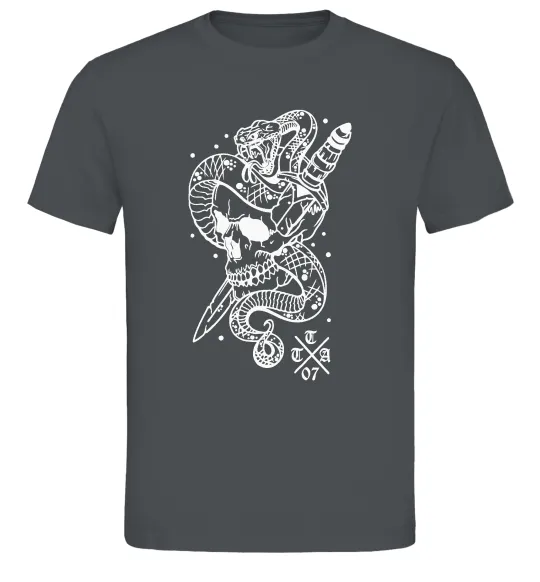 Чоловіча футболка Череп зі змією Графіт фото