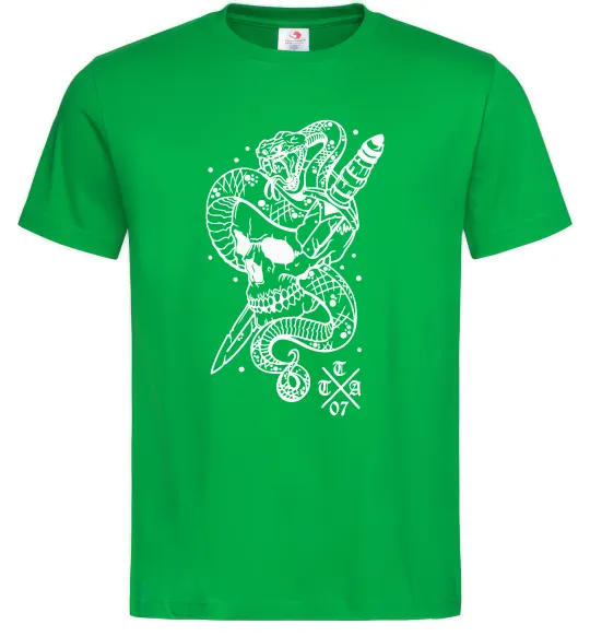 Чоловіча футболка Череп зі змією Зелений фото