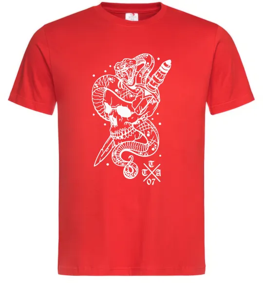 Чоловіча футболка Череп зі змією Червоний фото