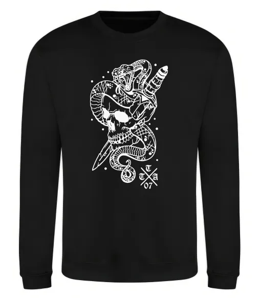 Світшот Череп зі змією Чорний фото