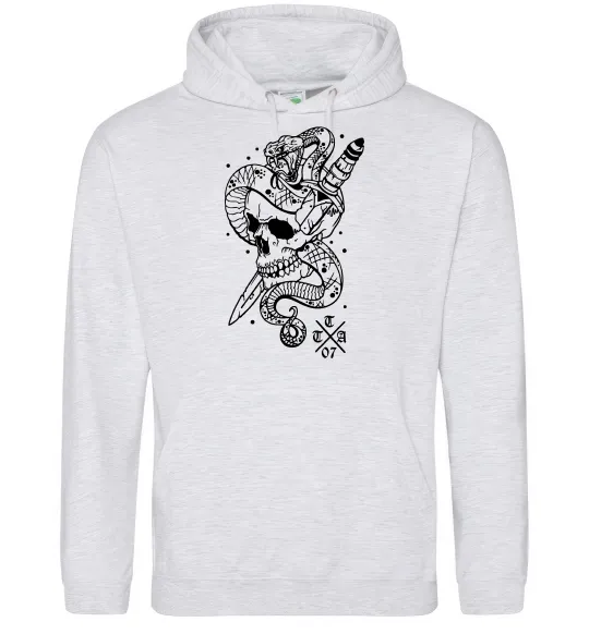 Жіноча толстовка (худі) Череп зі змією Сірий меланж фото