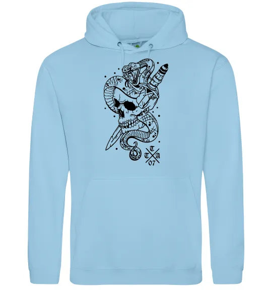 Жіноча толстовка (худі) Череп зі змією Блакитний фото