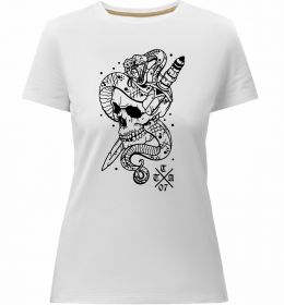 Жіноча преміум футболка Череп зі змією