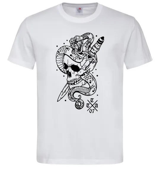 Чоловіча футболка Череп зі змією Білий фото