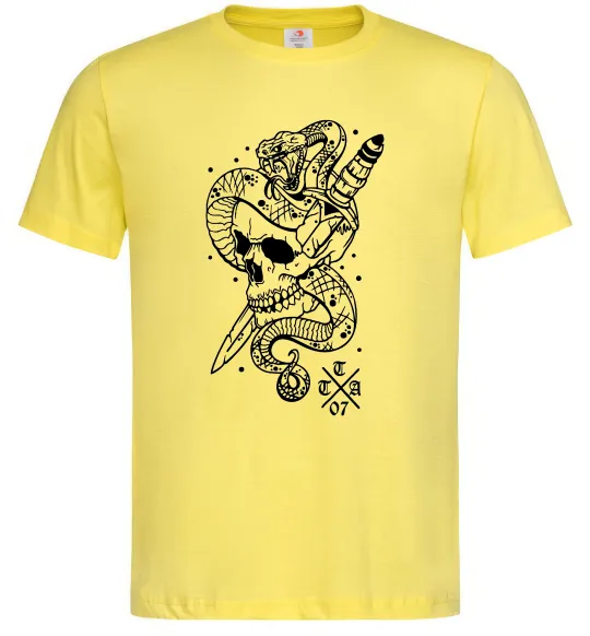 Чоловіча футболка Череп зі змією Лимонний фото
