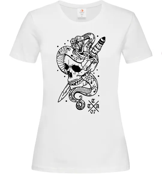 Жіноча футболка Череп зі змією Білий фото