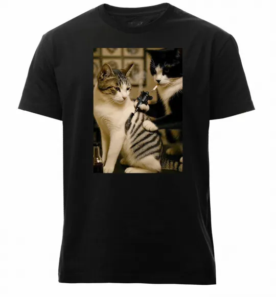 Чоловіча преміум футболка Коти з тату Чорний фото