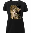 Жіноча преміум футболка Коти з тату Чорний фото