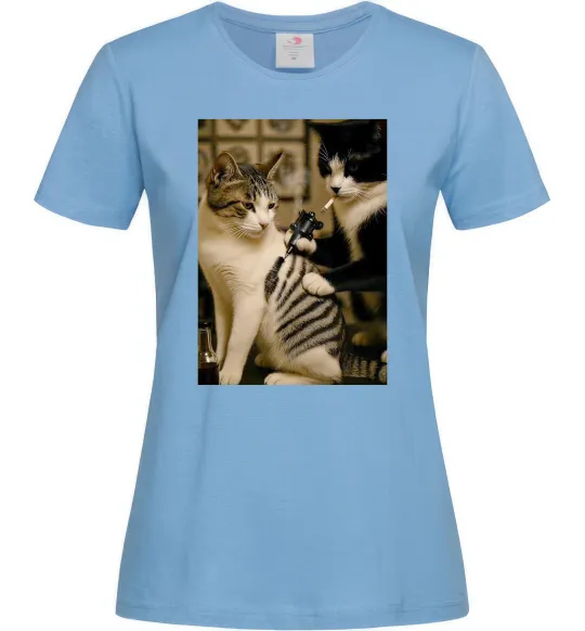 Жіноча футболка Коти з тату Блакитний фото