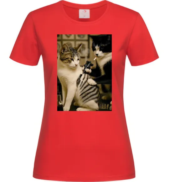 Жіноча футболка Коти з тату Червоний фото