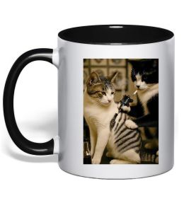 Чашка с цветной ручкой Коти з тату